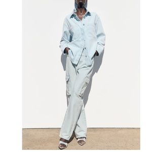 Zara Light Blue balloon cargo Jeans